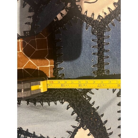 nwt fringed croucheted blouse by adore denim blues black fringes unique dressy l - Picture 8 of 13